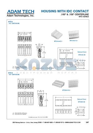 MTD-A-07-D-1 datasheet - HOUSING WITH IDC CONTACT .100 & .156 CENTERLINE