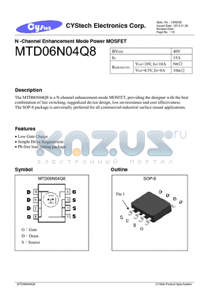 MTD06N04Q8 datasheet - N -Channel Enhancement Mode Power MOSFET