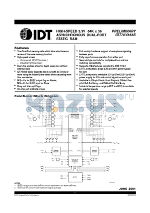 IDT70V658S10BF datasheet - HIGH-SPEED 3.3V 64K X 36 ASYNCHRONOUS DUAL-PORT STATIC RAM