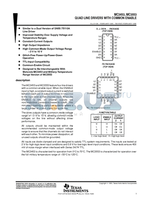 MC3453 datasheet - QUAD LINE DRIVERS WITH COMMON ENABLE