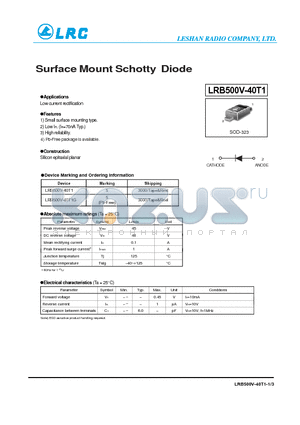 LRB500V-40T1G datasheet - Surface Mount Schotty Diode