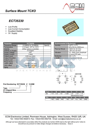 ECT35230 datasheet - Surface Mount TCXO