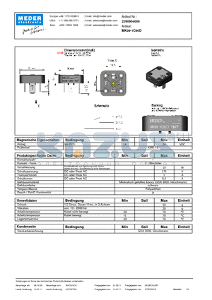 MK09-1C90D_DE datasheet - (deutsch) MK Reed Sensor