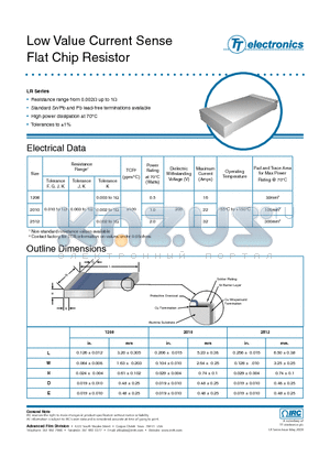 LRC-LR2010LF-01-R020-F datasheet - Low Value Current Sense Flat Chip Resistor