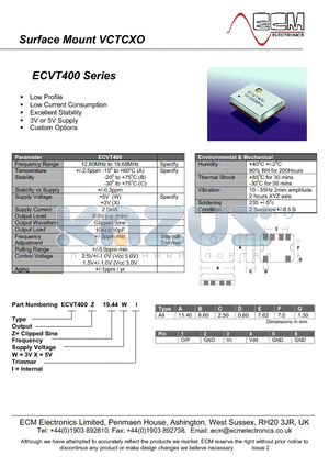 ECVT400Z19.44WI datasheet - Surface Mount VCTCXO