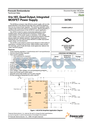 MC34700EP datasheet - 9 to 18V, Quad Output, Integrated MOSFET Power Supply
