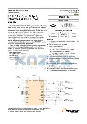 MC34700EP/R2 datasheet - 9.0 to 18 V, Quad Output, Integrated MOSFET Power Supply