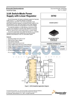 MC34702 datasheet - 3.0A Switch-Mode Power Supply with Linear Regulator
