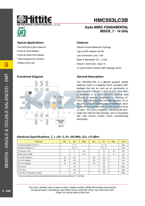 HMC553LC3B_09 datasheet - GaAs MMIC FUNDAMENTAL MIXER, 7 - 14 GHz