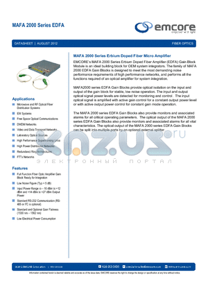 MAFA2027-SC-01 datasheet - Erbium Doped Fiber Micro Amplifier