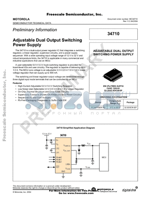 MC34710 datasheet - Adjustable Dual Output Switching  Power Supply
