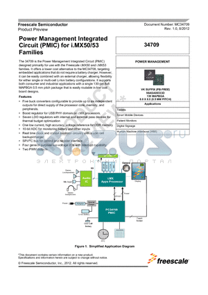 MC34709 datasheet - Power Management Integrated Circuit (PMIC) for i.MX50/53 Families
