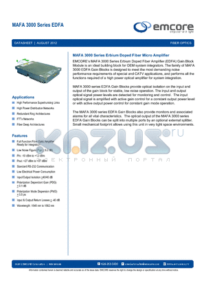 MAFA3027-SC-P-1 datasheet - Erbium Doped Fiber Micro Amplifier