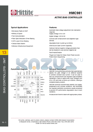 HMC562 datasheet - ACTIVE BIAS CONTROLLER