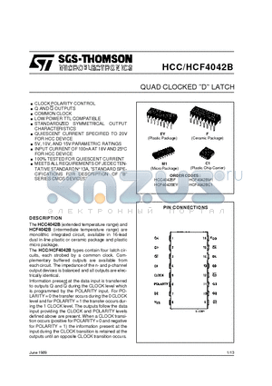 HCF4042BC1 datasheet - QUAD CLOCKED D LATCH