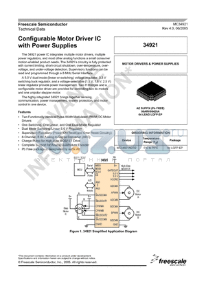 MC34921 datasheet - Configurable Motor Driver IC with Power Supplies