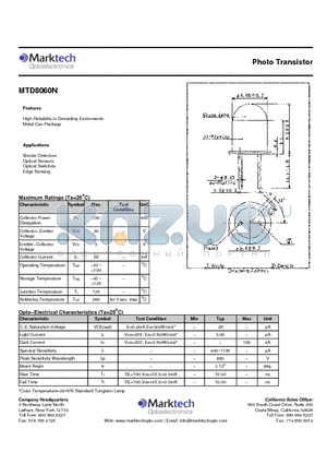 MTD8060N datasheet - Photo Transistor