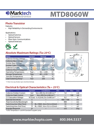 MTD8060W_2 datasheet - Photo Transistor