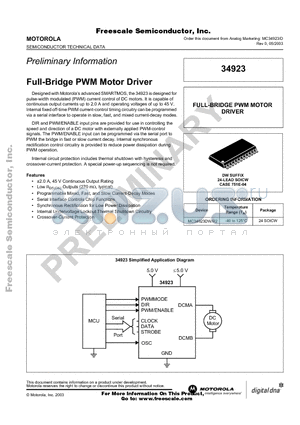MC34923DW datasheet - Full-Bridge PWM Motor Driver