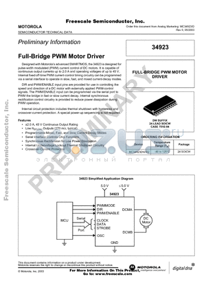 MC34923DWR2 datasheet - Full-Bridge PWM Motor Driver