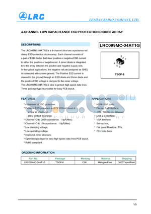 LRC099MC-04AT1G datasheet - 4-CHANNEL LOW CAPACITANCE ESD PROTECTION DIODES ARRAY