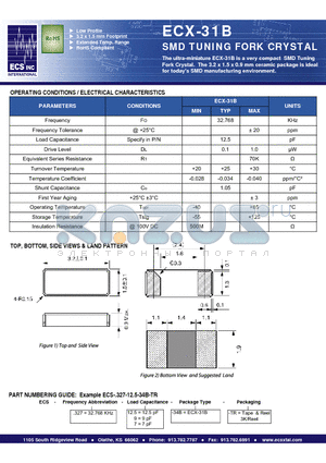 ECX-31B datasheet - SMD TUNING FORK CRYSTAL