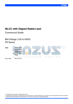 FK18C0G2A561J datasheet - MLCC with Dipped Radial Lead