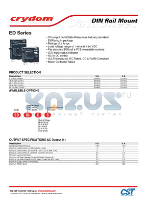 ED06F5 datasheet - DC output Solid State Relay in an Industry standard