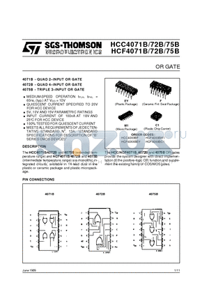 HCF4071BC1 datasheet - OR GATE