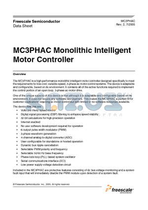 MC3PHACVFA datasheet - Monolithic Intelligent Motor Controller