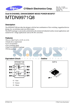 MTDN9971Q8 datasheet - Dual N-CHANNEL ENHANCEMENT MODE POWER MOSFET