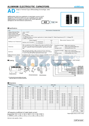 LAD2E102MELC datasheet - ALUMINUM ELECTROLYTIC CAPACITORS