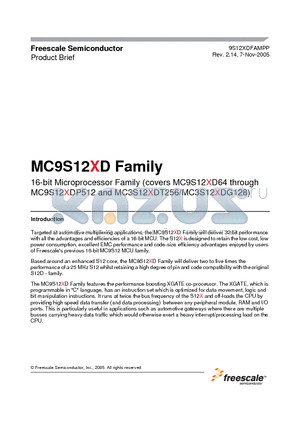 MC3S12XDG128 datasheet - 16-BIT MICROPROCESSOR FAMILY