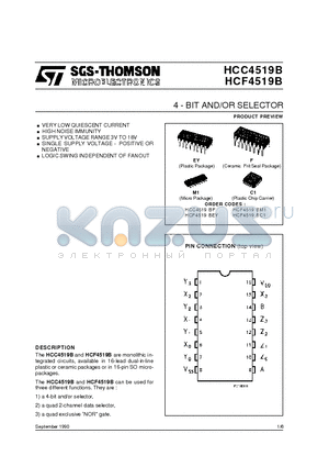 HCF4519B datasheet - 4 - BIT AND/OR SELECTOR