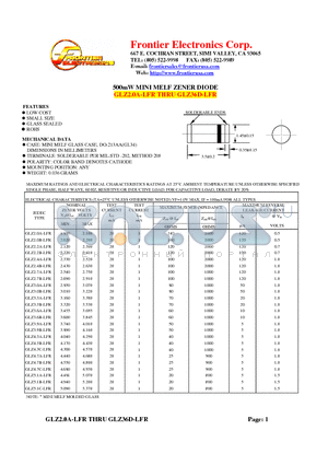 GLZ15C-LFR datasheet - 500mW MINI MELF ZENER DIODE