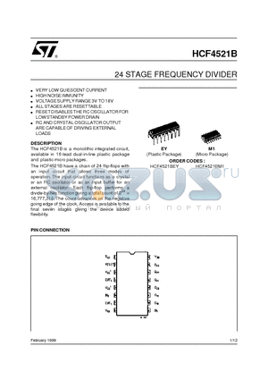 HCF4521B datasheet - 24 STAGE FREQUENCY DIVIDER