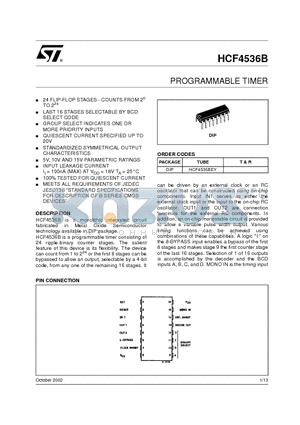 HCF4536BEY datasheet - PROGRAMMABLE TIMER