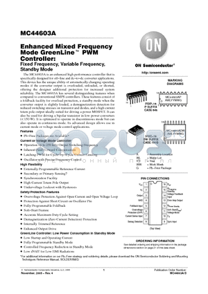 MC44603APG datasheet - Enhanced Mixed Frequency Mode GreenLine TM PWM Controller:Fixed Frequency, Variable Frequency,Standby Mode