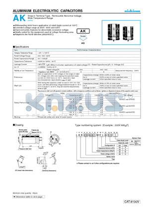 LAKW6221MEL datasheet - ALUMINUM ELECTROLYTIC CAPACITORS