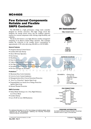 MC44608 datasheet - Few External Components Reliable and Flexible SMPS Controller