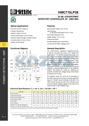 HMC713LP3E_10 datasheet - 54 dB, LOGARITHMIC DETECTOR / CONTROLLER, 50 - 8000 MHz