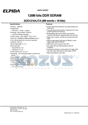 EDD1216AJTA-5B-E datasheet - 128M bits DDR SDRAM