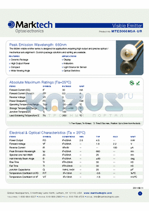 MTE5066M3A_UR datasheet - Peak Emission Wavelength: 660nm