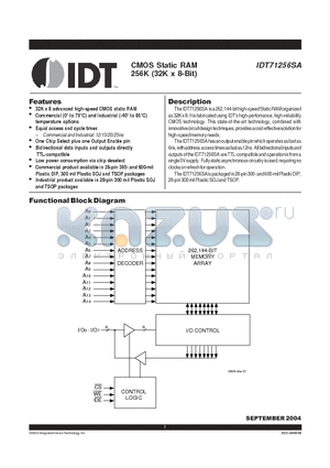 IDT71256SA20Y datasheet - CMOS STATIC RAM 256K (32K x 8-BIT)