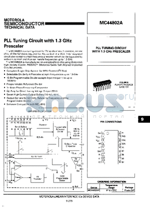 MC44802AP datasheet - PLL Tuning Circuit with 1.3GHz Prescaler