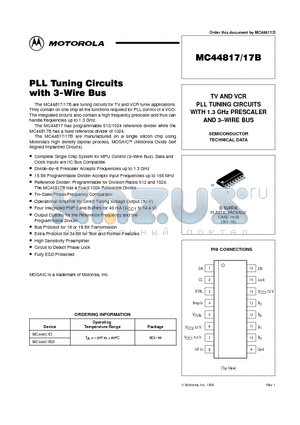 MC44817 datasheet - PLL Tuning Circuits with 3-Wire Bus