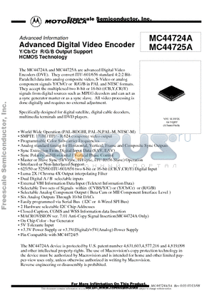 MC44724A datasheet - Advanced Digital Video Encoder