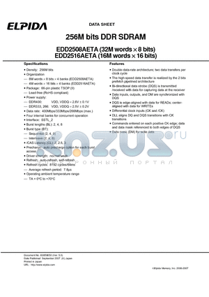 EDD2508AETA-7B-E datasheet - 256M bits DDR SDRAM