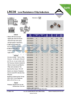 LRC30-331K-RC datasheet - Low Resistance Chip Inductors