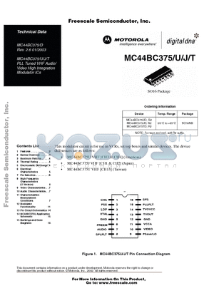 MC44BC375U datasheet - PLL Tuned VHF Audio/ Video High Integration Modulator ICs